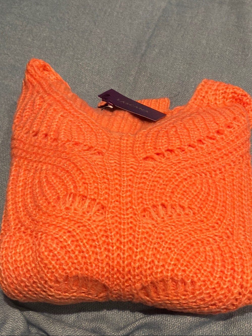Women’s Vibrant Orange Scoop-Neck Knit Sweater - Unknown Brand - Picture 5 of 5